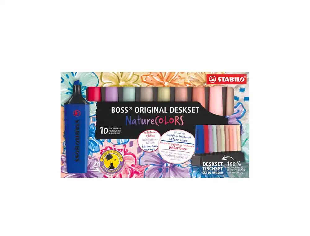 Stabilo Rotulador stabilo boss fluorescente nature colors wildflower edition set escritorio 10 unidades