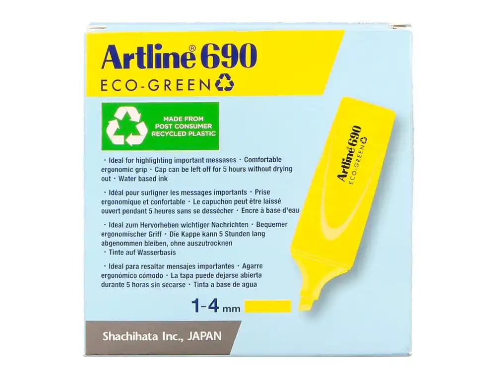 Rotulador artline fluorescente ek-690 eco green punta biselada 1-4 mm