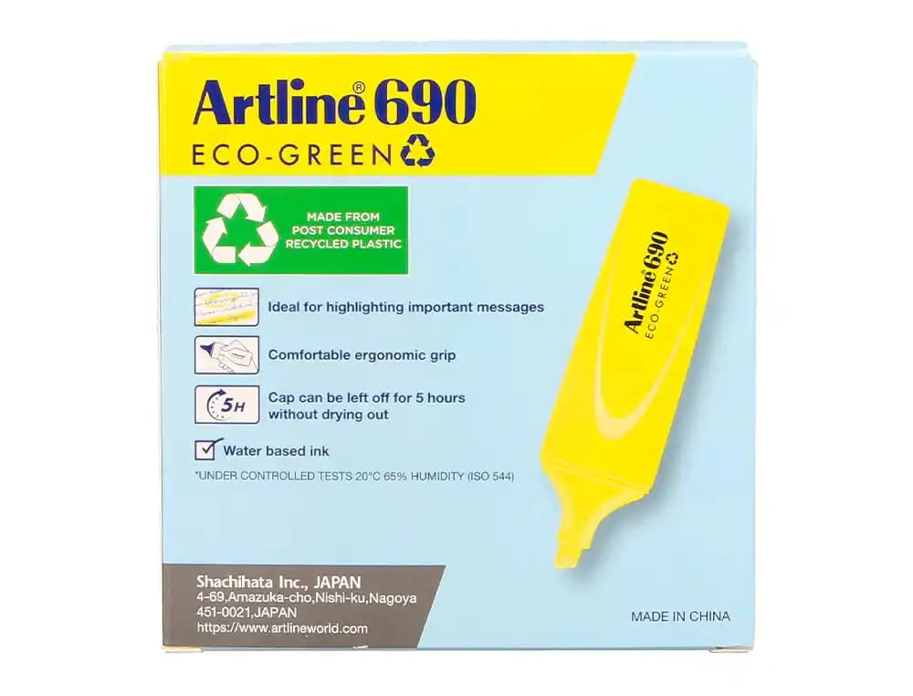 Rotulador artline fluorescente ek-690 eco green punta biselada 1-4 mm