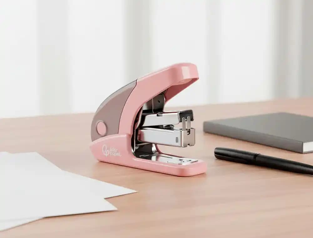 Grapadora Liderpapel Micro con caja de 1.000 grapas 24/6 y 26/6 de regalo, capacidad de 20 hojas – Rosa