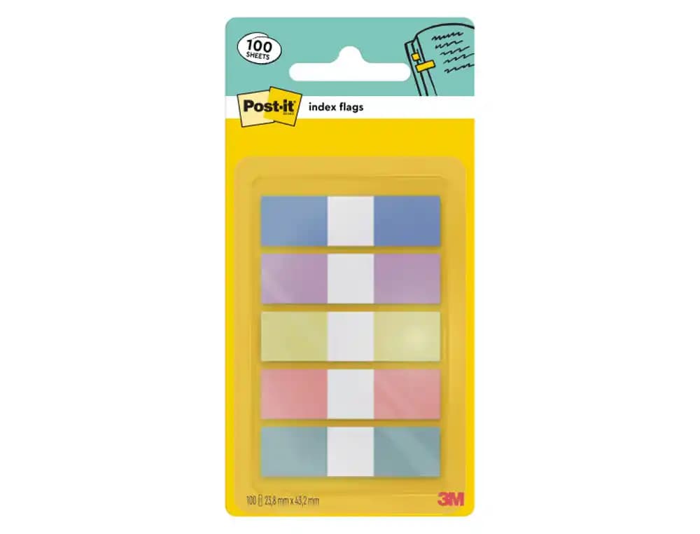 Post-it Banderitas separadoras dispensador Post-it index flags 683-5 pastelo 11,9x43,2 mm pack de 20 unidades x 5