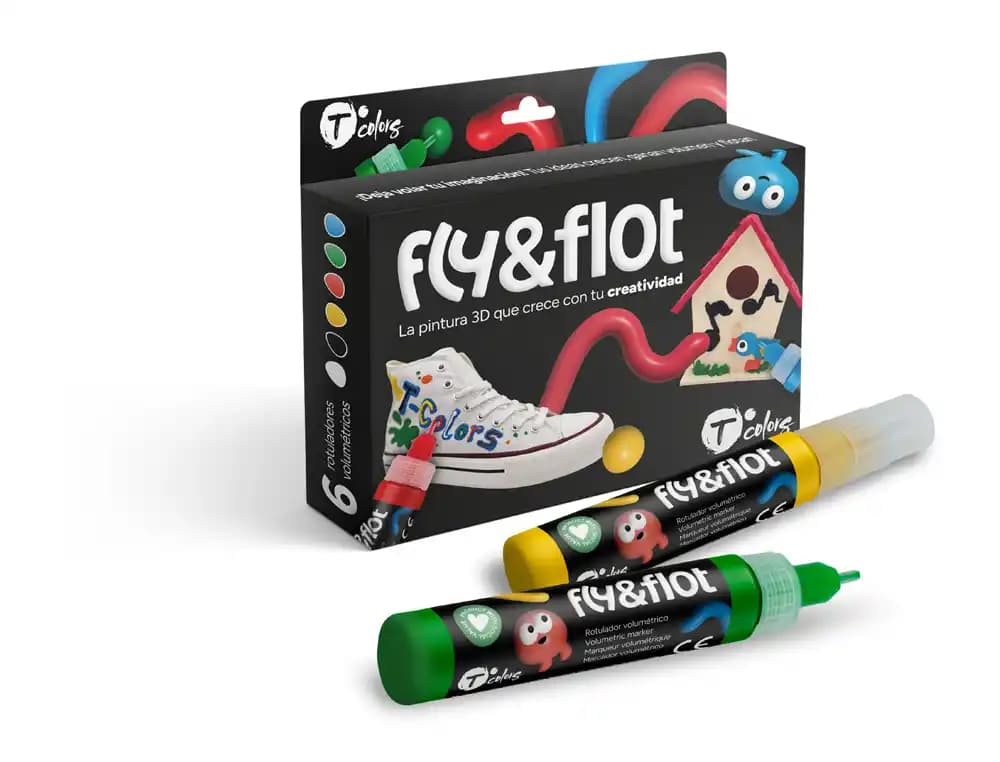Tcolors Rotulador Tcolors fly&flot efecto 3D volumétrico 25 ml estuche de 6 colores surtidos