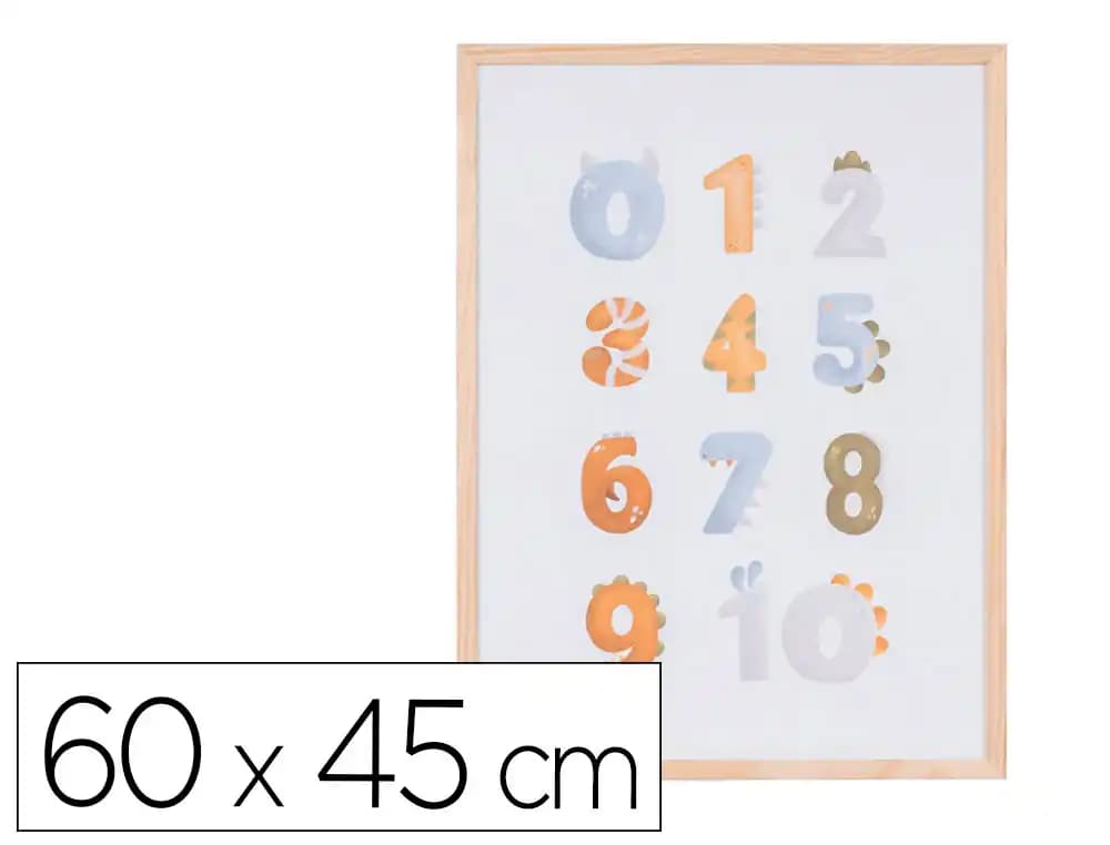 Bi-office Pizarra blanca bi-office magnetica acero lacado blanco marco de madera con numeros para niños 60x45 cm