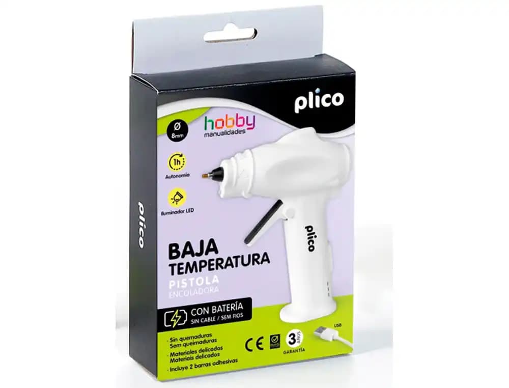 Plico Pistola de silicona mini Plico baja temperatura con bateria y LED 25w