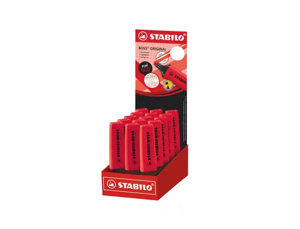 Stabilo Rotulador stabilo boss fluorescente 70 rojo real expositor de 15 unidades