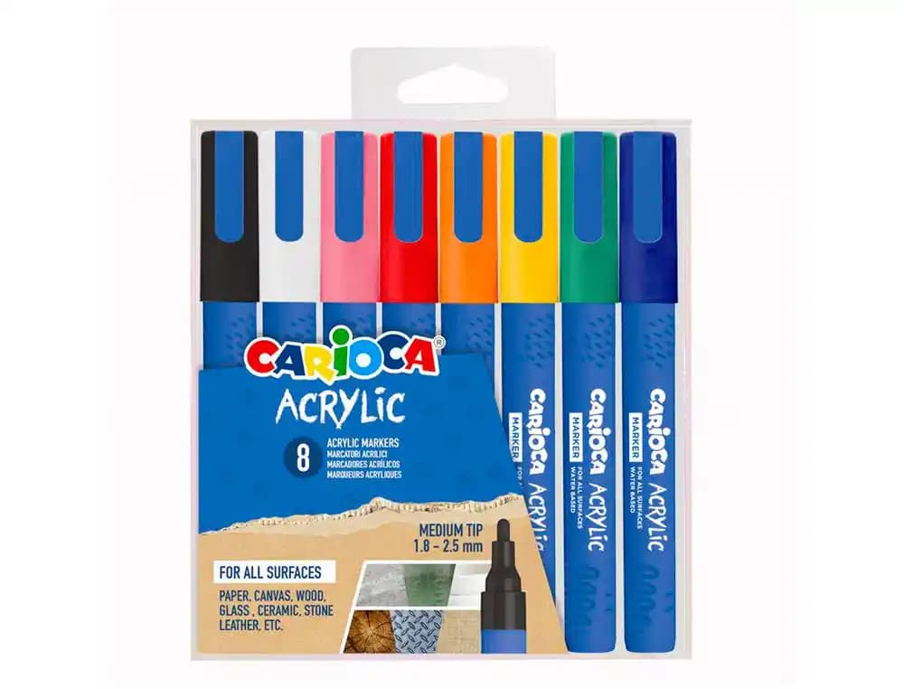 Carioca Rotulador Carioca acrílico paint marker punta media tip estuche de 8 unidades colores surtidos