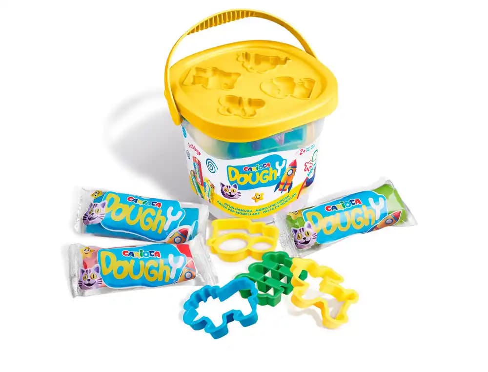 Carioca Pasta de modelar Carioca Doughy, set de 3 unidades de 50 g con 4 moldes