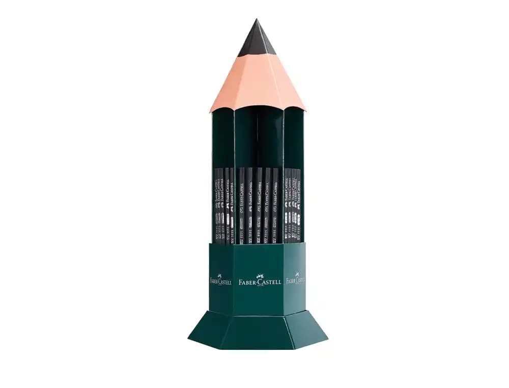 Faber-Castell Lápices de grafito Faber-Castell 1111, expositor de sobremesa de 120 unidades con graduaciones surtidas