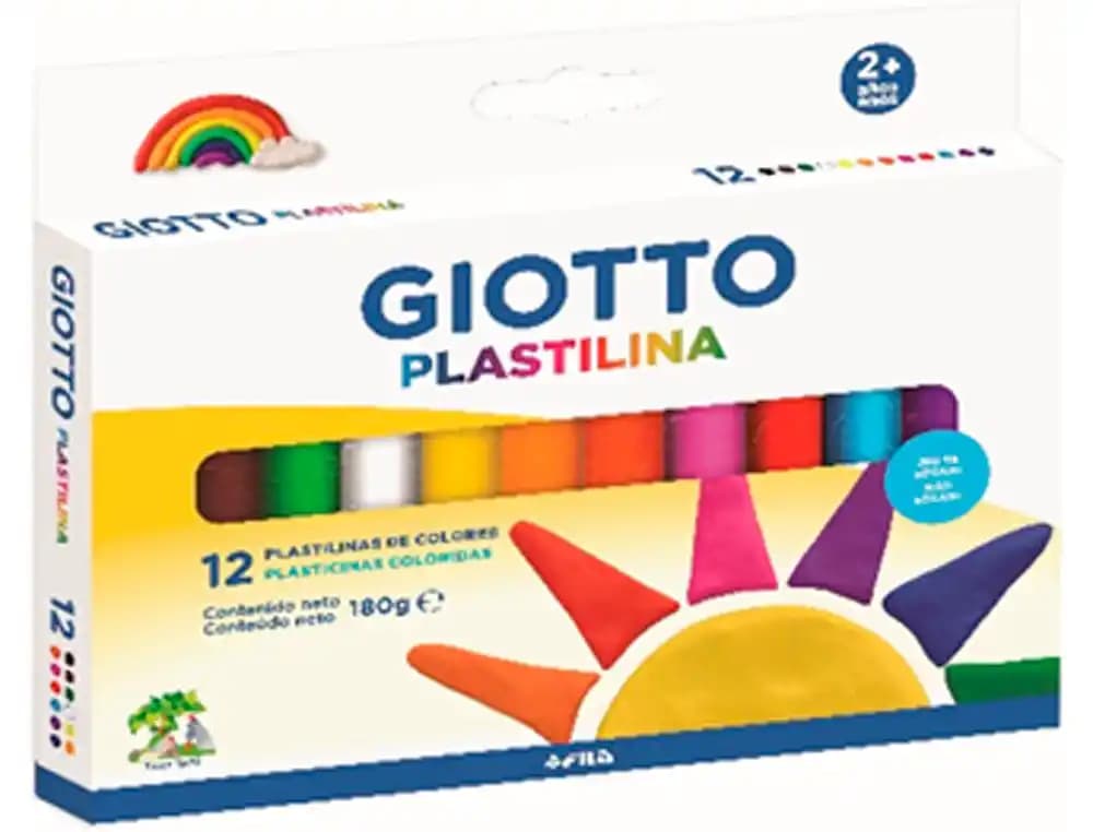 Giotto Plastilina Giotto colores clásicos, blíster de 12 barras de 15 g