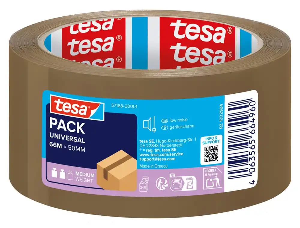 Cinta adhesiva tesa marron polipropileno 66 m x 50 mm para embalaje