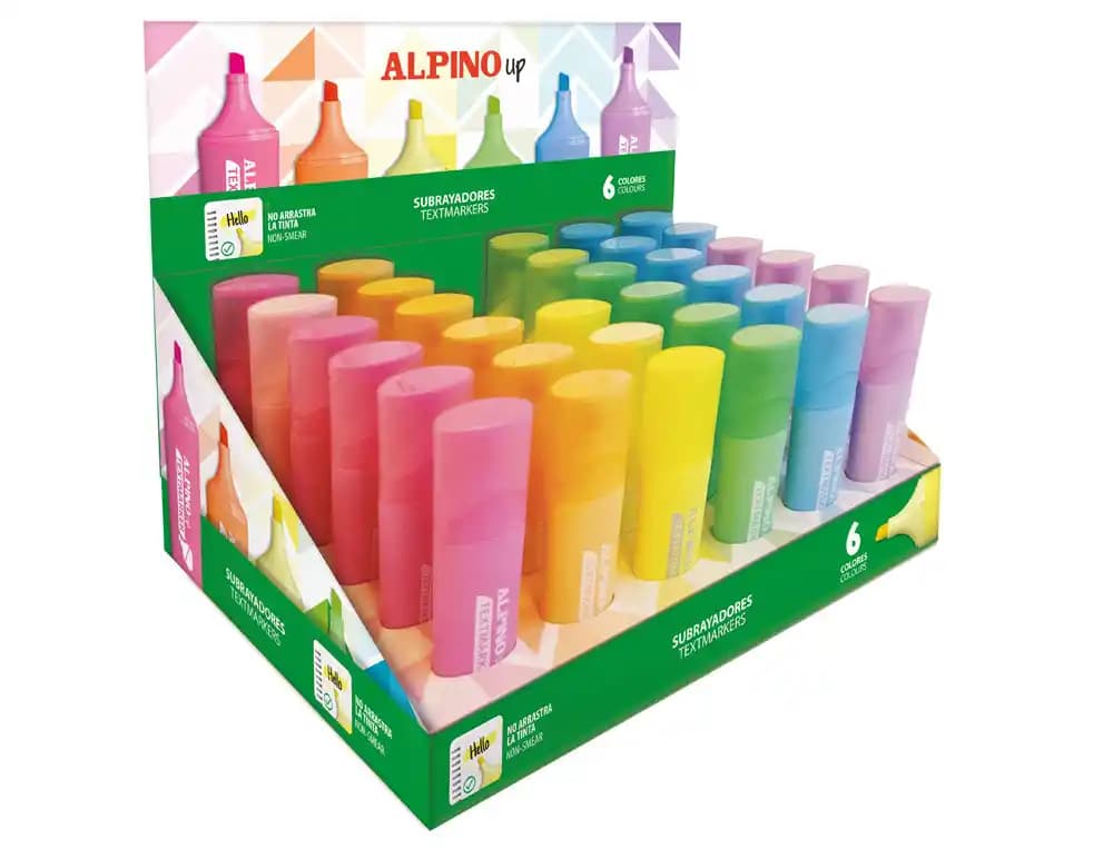 Alpino Rotulador fluorescente alpino up expositor de 36 unidades colores surtidos