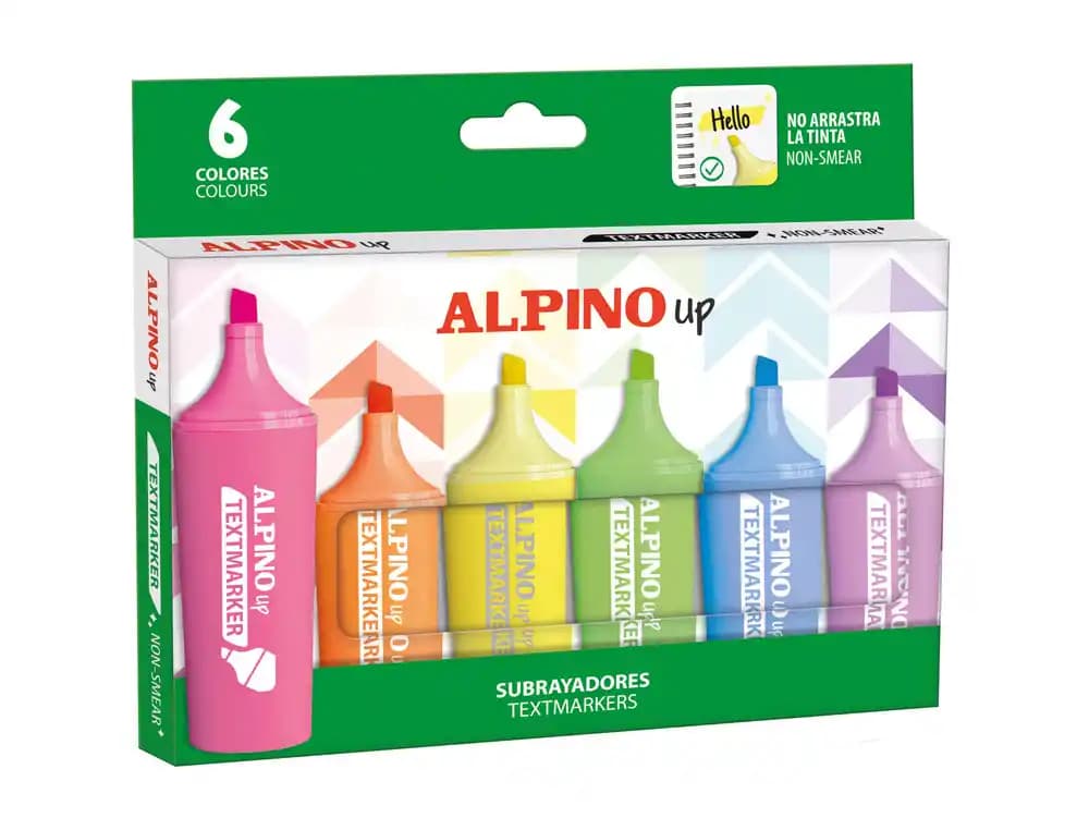 Alpino Rotulador fluorescente alpino up caja de 6 unidades colores surtidos