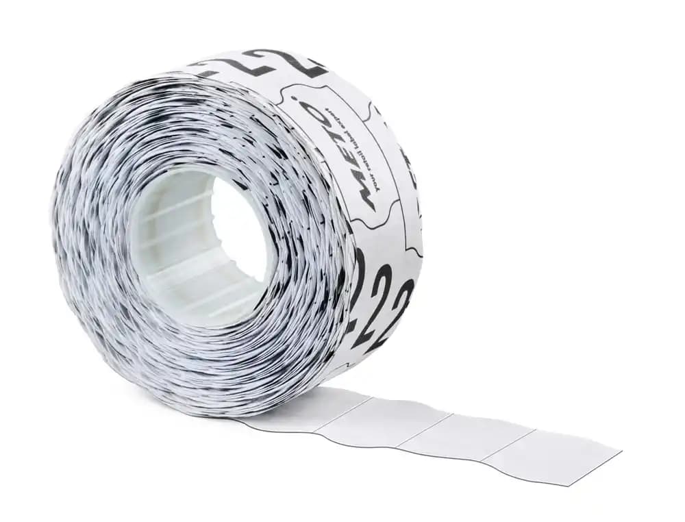 Meto Etiquetas Meto blanca 26x16 mm troqueladas adhesivo permanente rollo de 1000 unidades