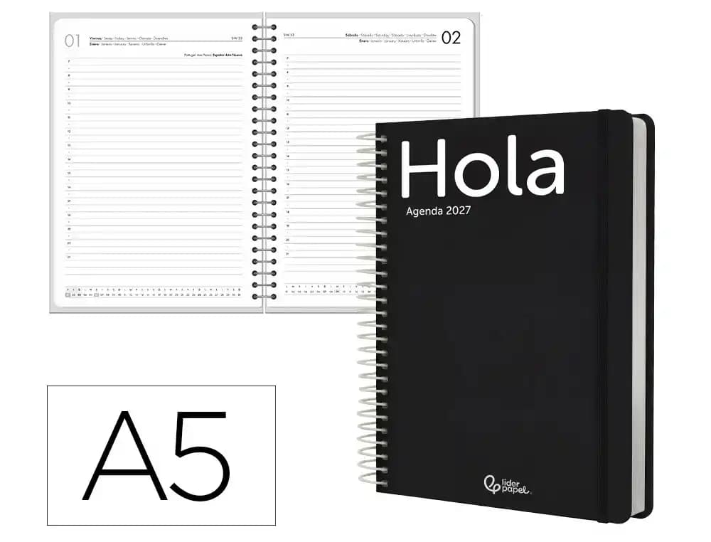 Liderpapel Agenda 2027 Liderpapel Classic con espiral, día página o semana vista, A4, A5 y A6