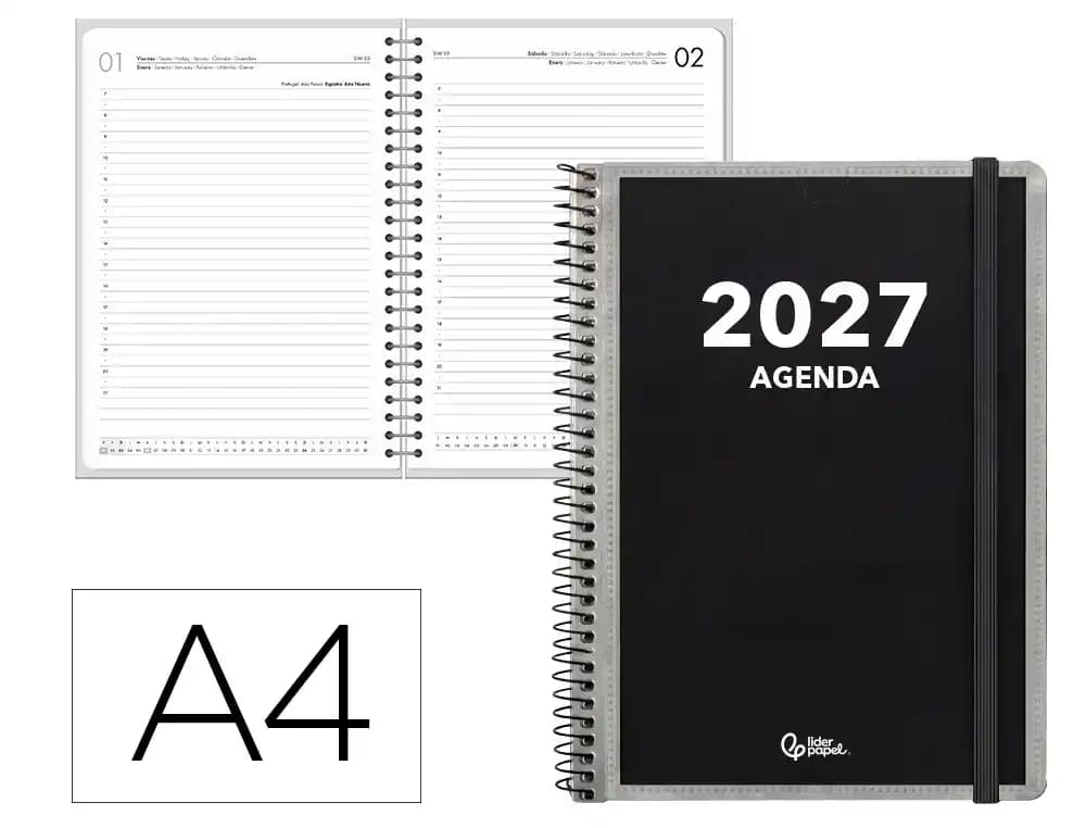 Liderpapel Agenda 2027 Liderpapel Personalizable con espiral, día página o semana vista, A4, A5 y A6