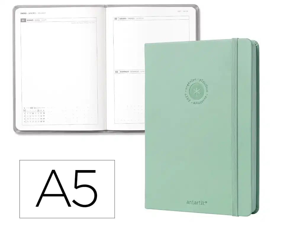 Agenda 2027 Liderpapel Antartik encuadernada, día página A5 – Menta