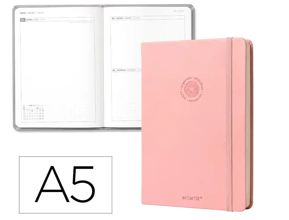 Agenda 2027 Liderpapel Antartik encuadernada, día página A5 · Rosa