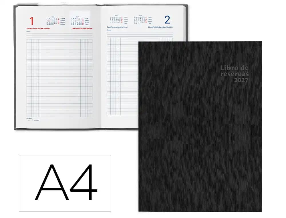 Liderpapel Libro de reservas Liderpapel 2027 DIN A4 dos páginas día 752 páginas papel blanco 70 g fsc