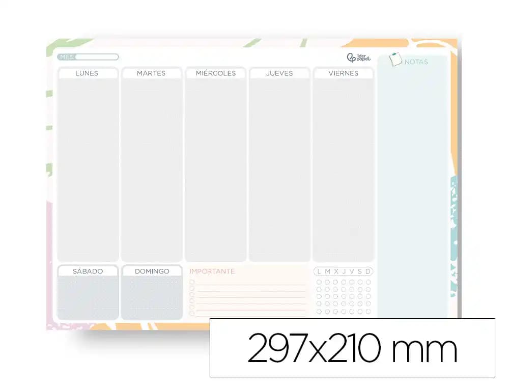 Liderpapel Planning semanal 2027-2028 Liderpapel Teens con lomo engomado inferior, A4, con pegatinas