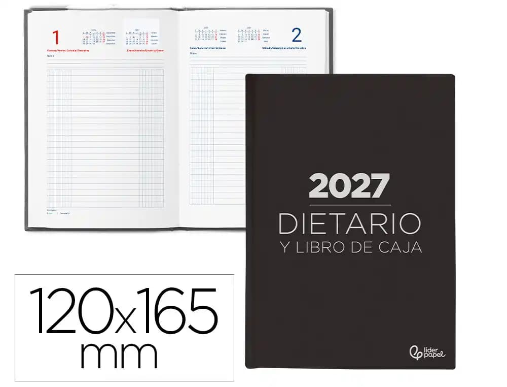 Liderpapel Dietario 2027 Liderpapel día página, en cuarto, octavo y dos tercios