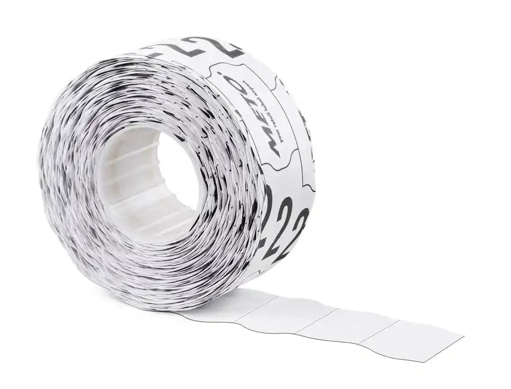 Meto Etiquetas meto onduladas 26x12 mm blanca lisa adhesivo removible rollo de 1000 unidades