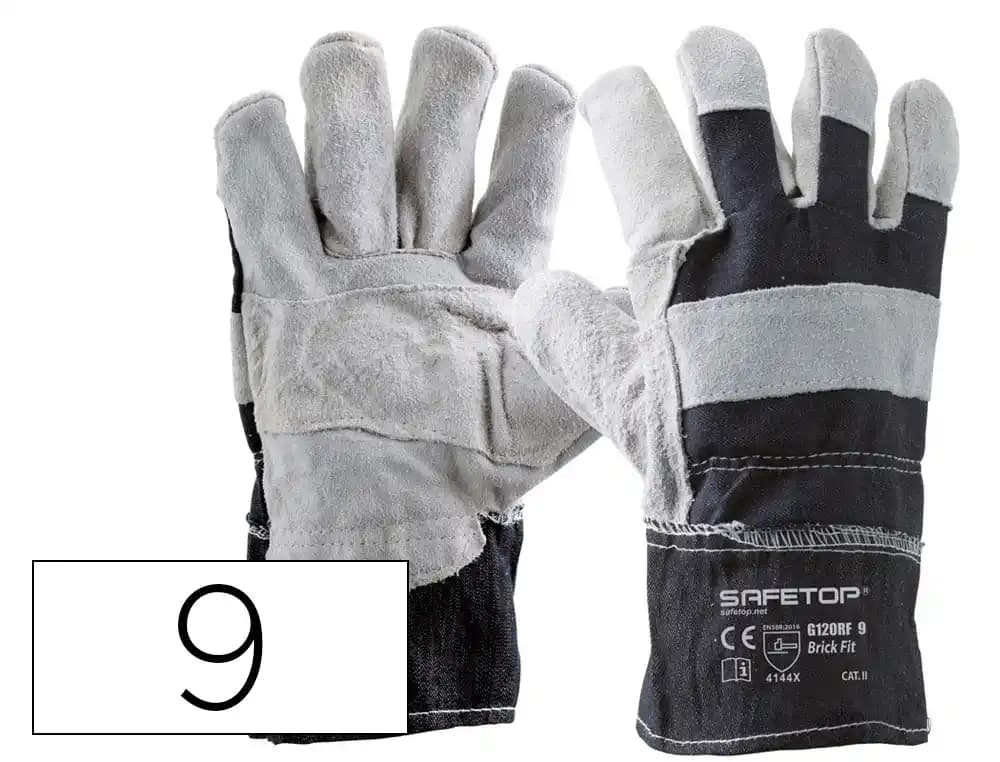 Safetop Guantes de lona de algodón y serraje Safetop brick fit talla 9