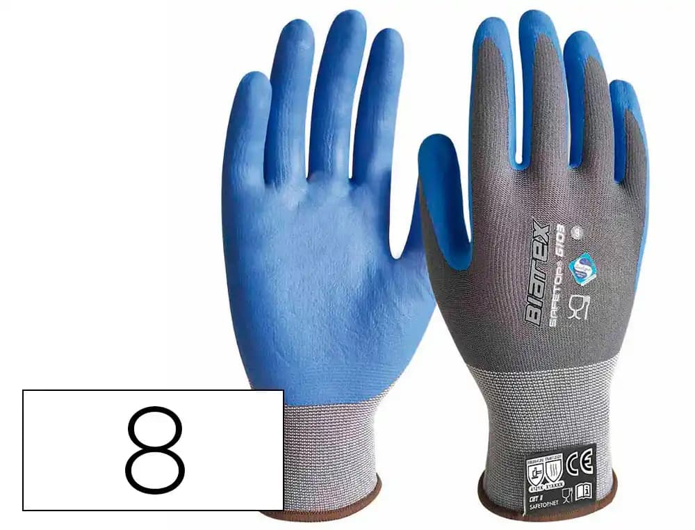Safetop Guantes de nitrilo Safetop biatex alimentario y anticalorico color azul talla 8