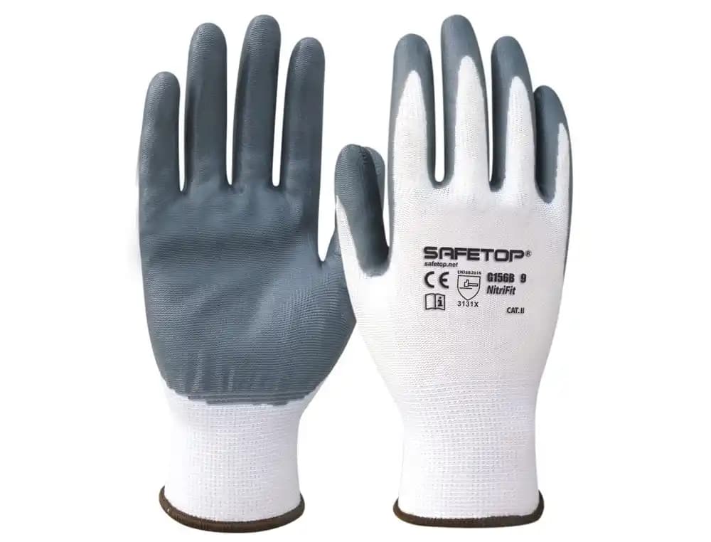 Safetop Guantes de nitrilo Safetop nitri-fit sintético solido gris sin costura talla 10
