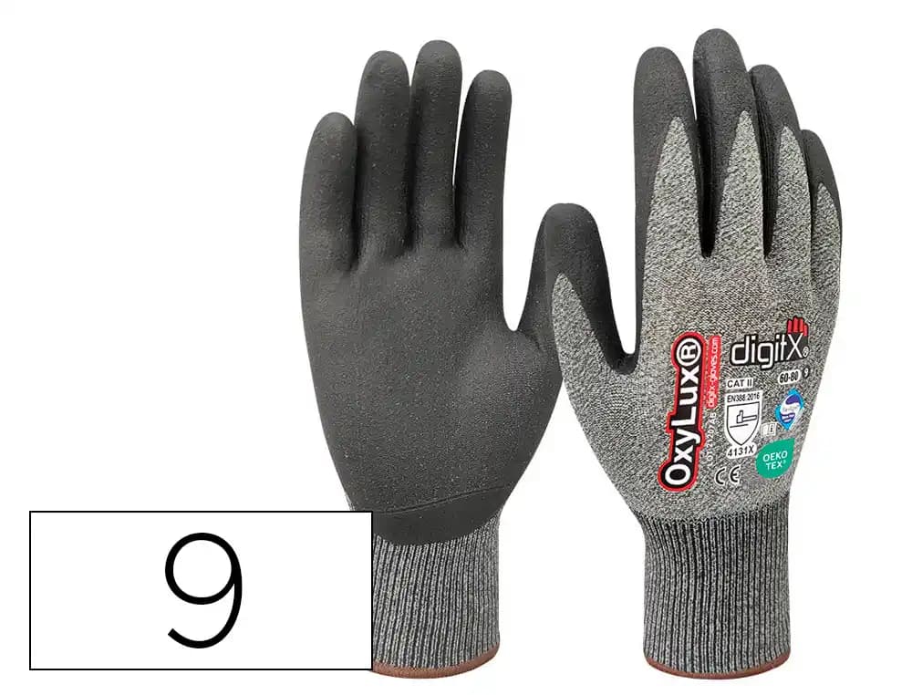 Safetop Guantes de nitrilo y nylon Safetop oxylux satinado talla 9