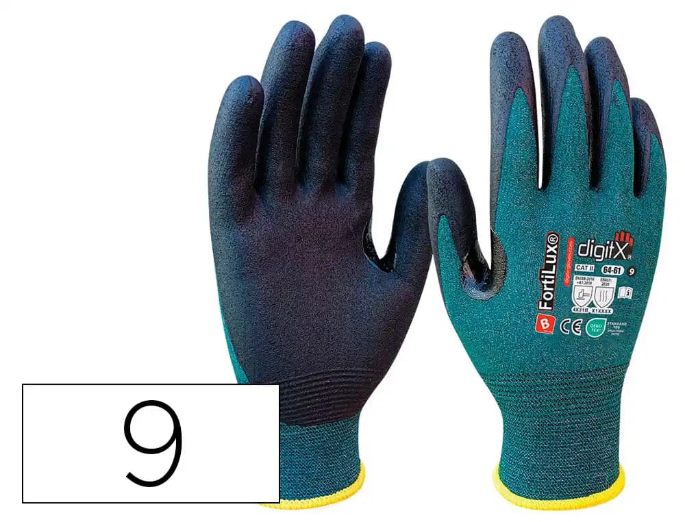 Safetop Guantes de nitrilo Safetop fortilux anticorte foam 18 g con refuerzo oeko talla 9