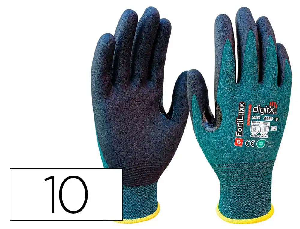 Safetop Guantes de nitrilo Safetop fortilux anticorte foam 18 g con refuerzo oeko talla 10