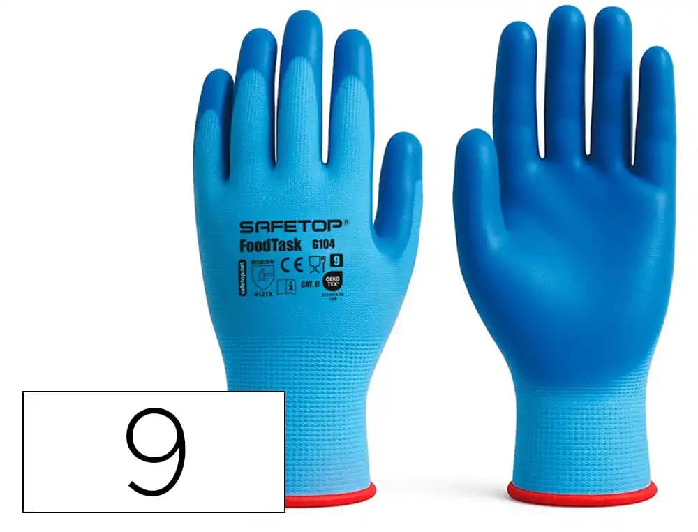 Safetop Guantes de nitrilo Safetop foodtask alimentario azul solido talla 9