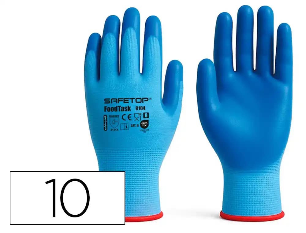 Safetop Guantes de nitrilo Safetop foodtask alimentario azul solido talla 10