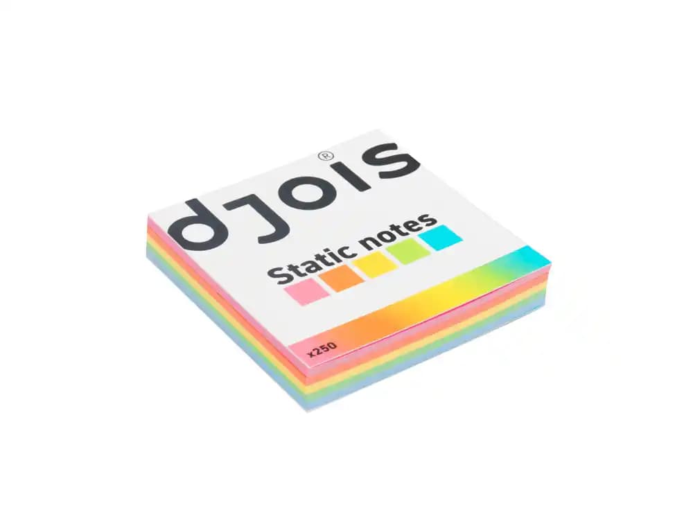 Djois Bloc de notas electrostaticas quita y pon Djois 75x75 mm 250 hojas 5 colores surtidos