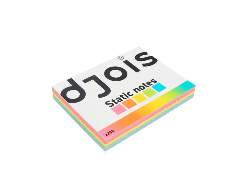 Djois Bloc de notas electrostaticas quita y pon Djois 75x100 mm 250 hojas 5 colores surtidos