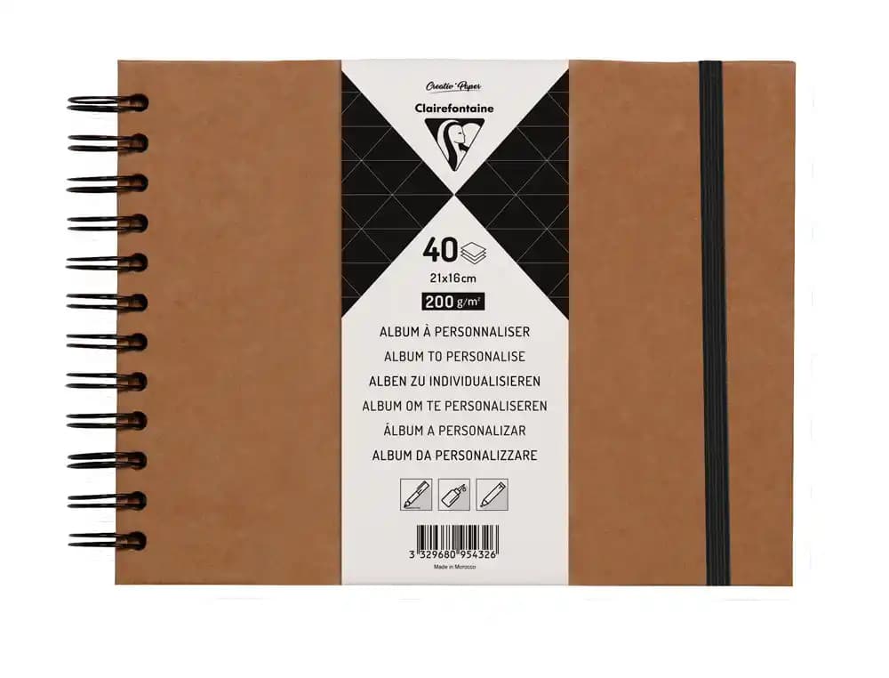 Clairefontaine Album de fotos espiral clairefontaine tapa dura kraft 210x160 mm 40 hojas 200 g