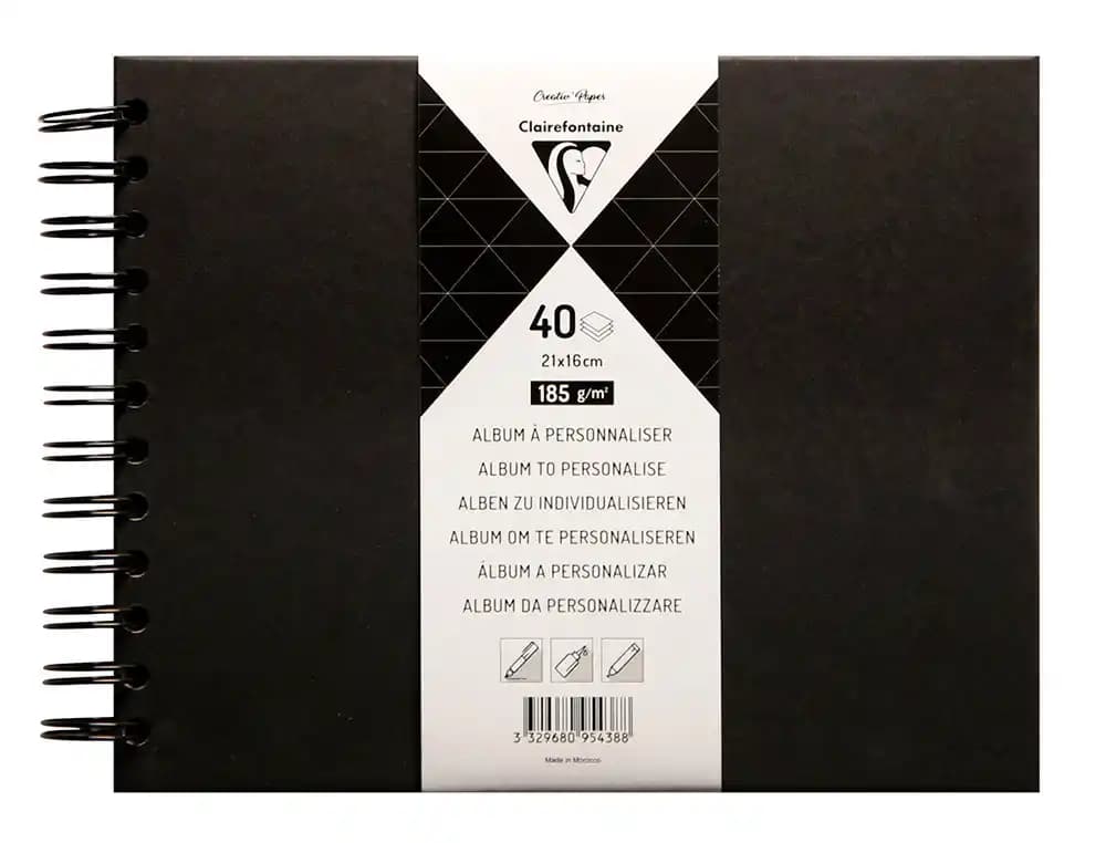Clairefontaine Album de fotos espiral clairefontaine tapa dura negra 210x160 mm 40 hojas 185 g
