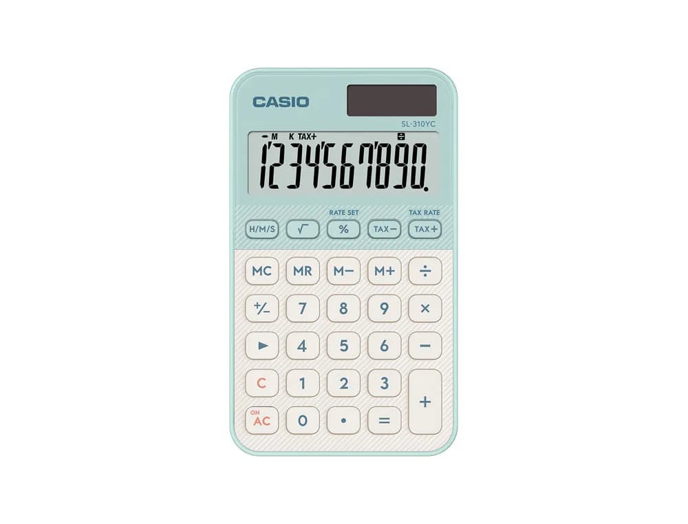Casio Calculadora Casio SL-310YC bolsillo 12 dígitos teclas tax +/- color verde claro