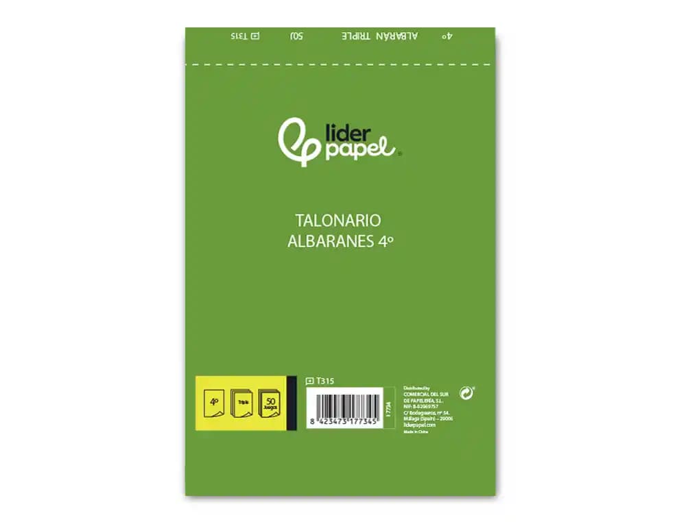 Talonario liderpapel albaran cuarto original y dos copias t315