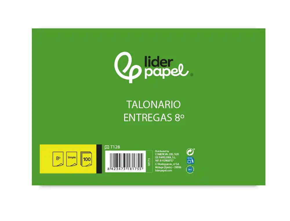 Talonario liderpapel entregas 8º original t128 apaisado