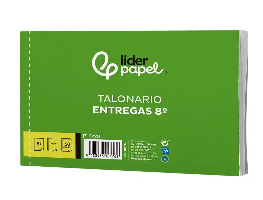 Talonario liderpapel entregas 8º original y copia t228 apaisado