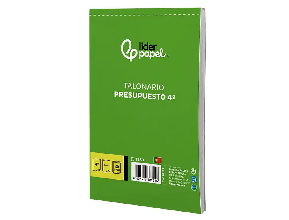 Talonario liderpapel presupuesto cuarto original y copia t230