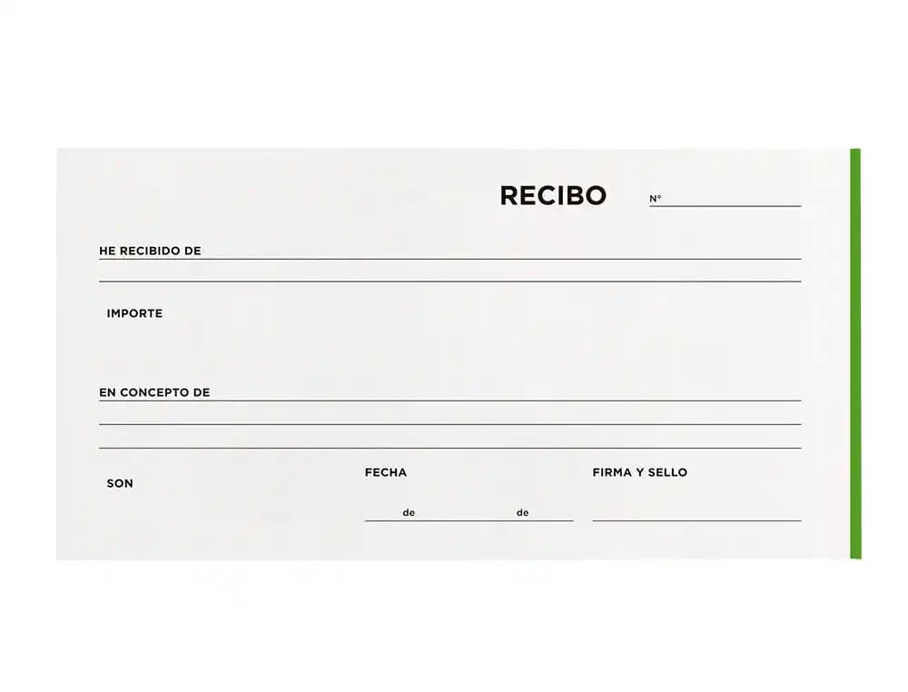 Talonario liderpapel recibos 3/fº apaisado original y 2 copias sin matriz