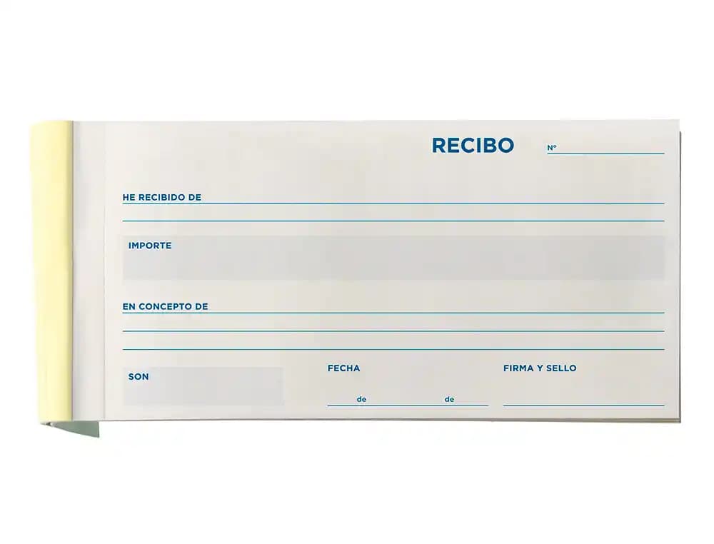 Talonario liderpapel recibos 3/fº apaisado original y 2 copias sin matriz
