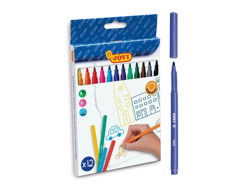 Rotulador jovi slim caja de 12 unidades colores surtidos
