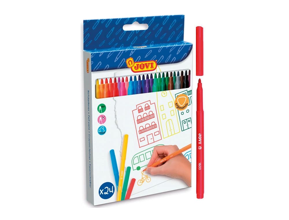 Rotulador jovi slim caja de 24 unidades colores surtidos