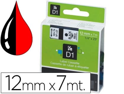 Dymo Cinta dymo 1000 negro-rojo 12mm x 7mt d1