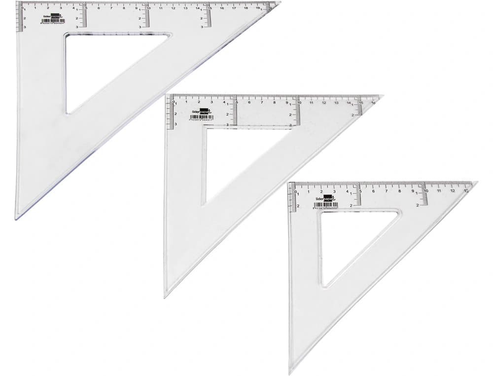 Escuadra liderpapel 25 cm plastico cristal