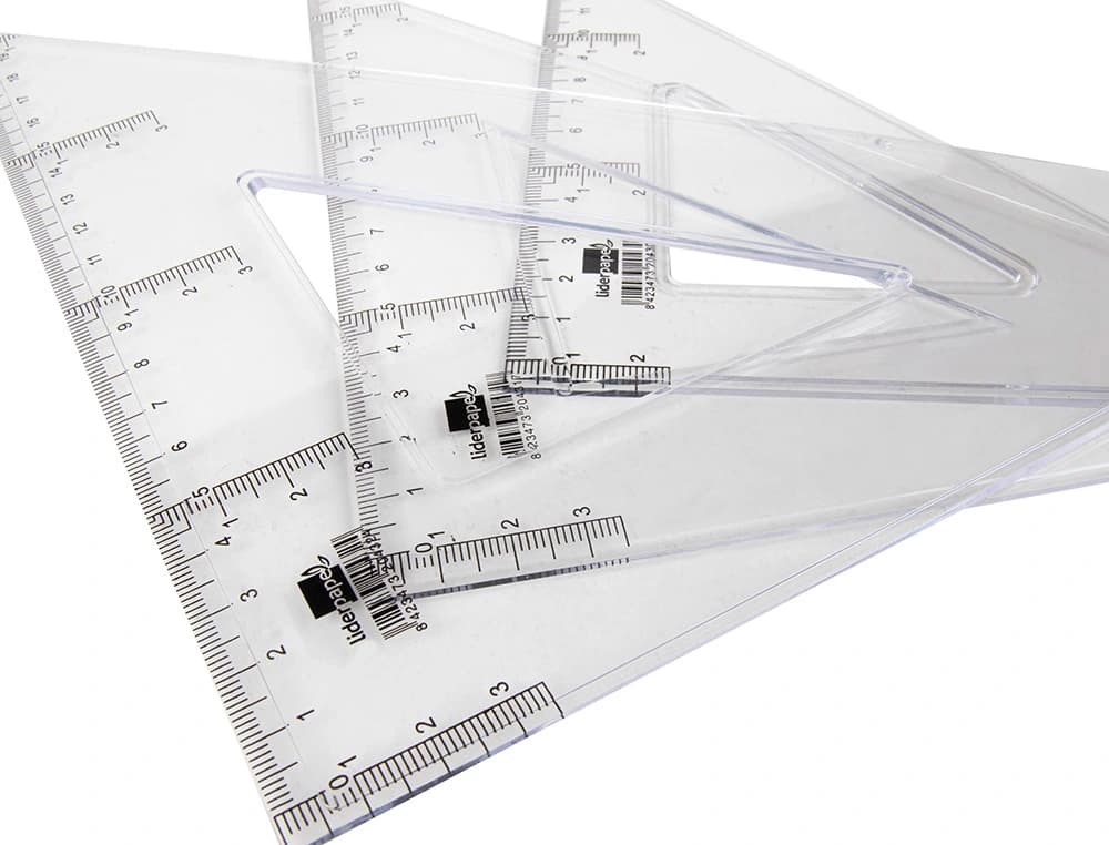 Escuadra liderpapel 25 cm plastico cristal
