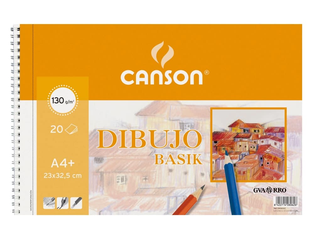 Bloc dibujo basik din a4+ espiral 23 x 32.5 cm 20 hojas microperforado 2 taladros